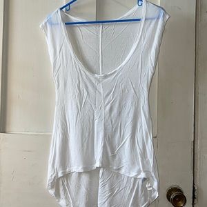 Peace & Love White, sleeveless, High, Low!  Sheer T-shirt medium!!